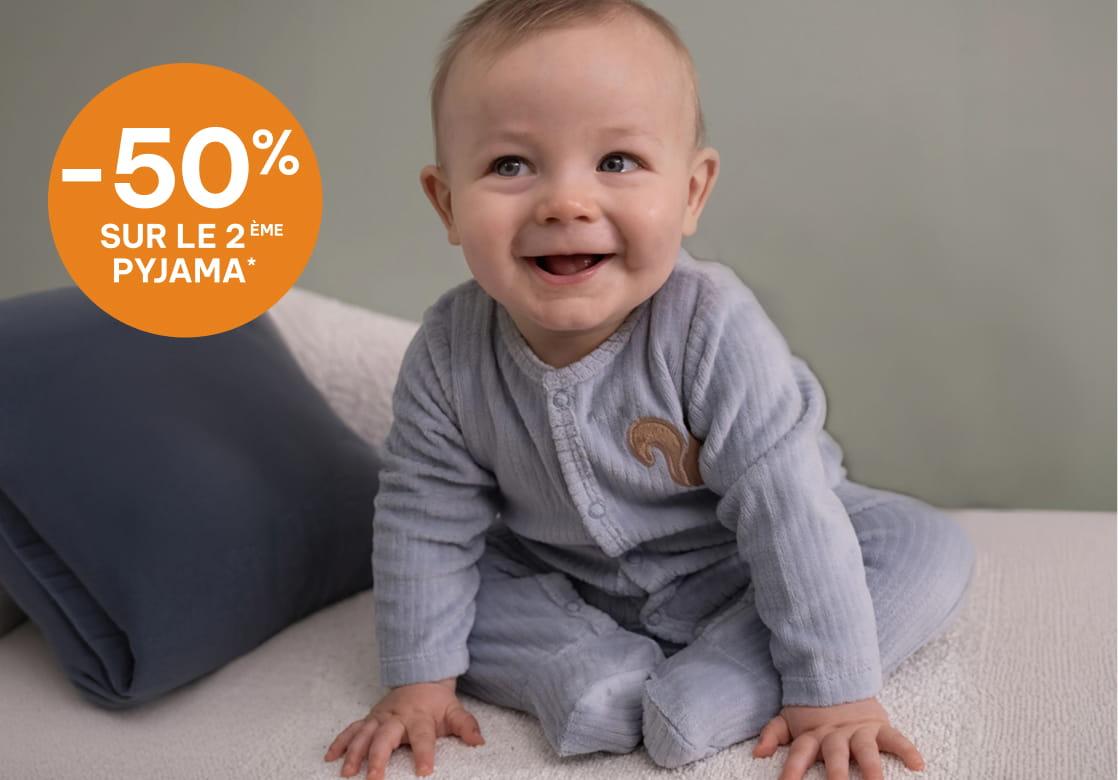 Op bébé -50% sur le 2eme pyjama