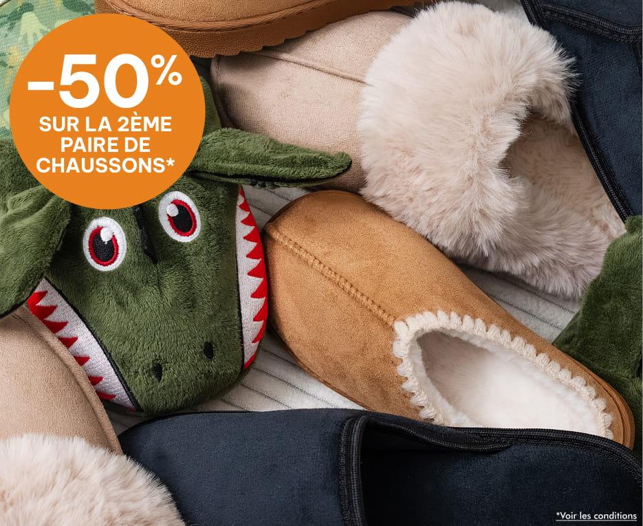 Bonne affaire - -50% sur la 2è paire de chaussons