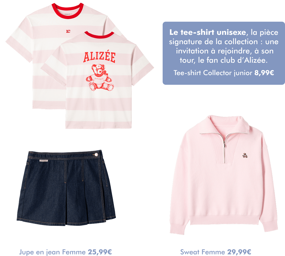 Tee-shirt unisexe, jupe en jean femme et sweat femme
