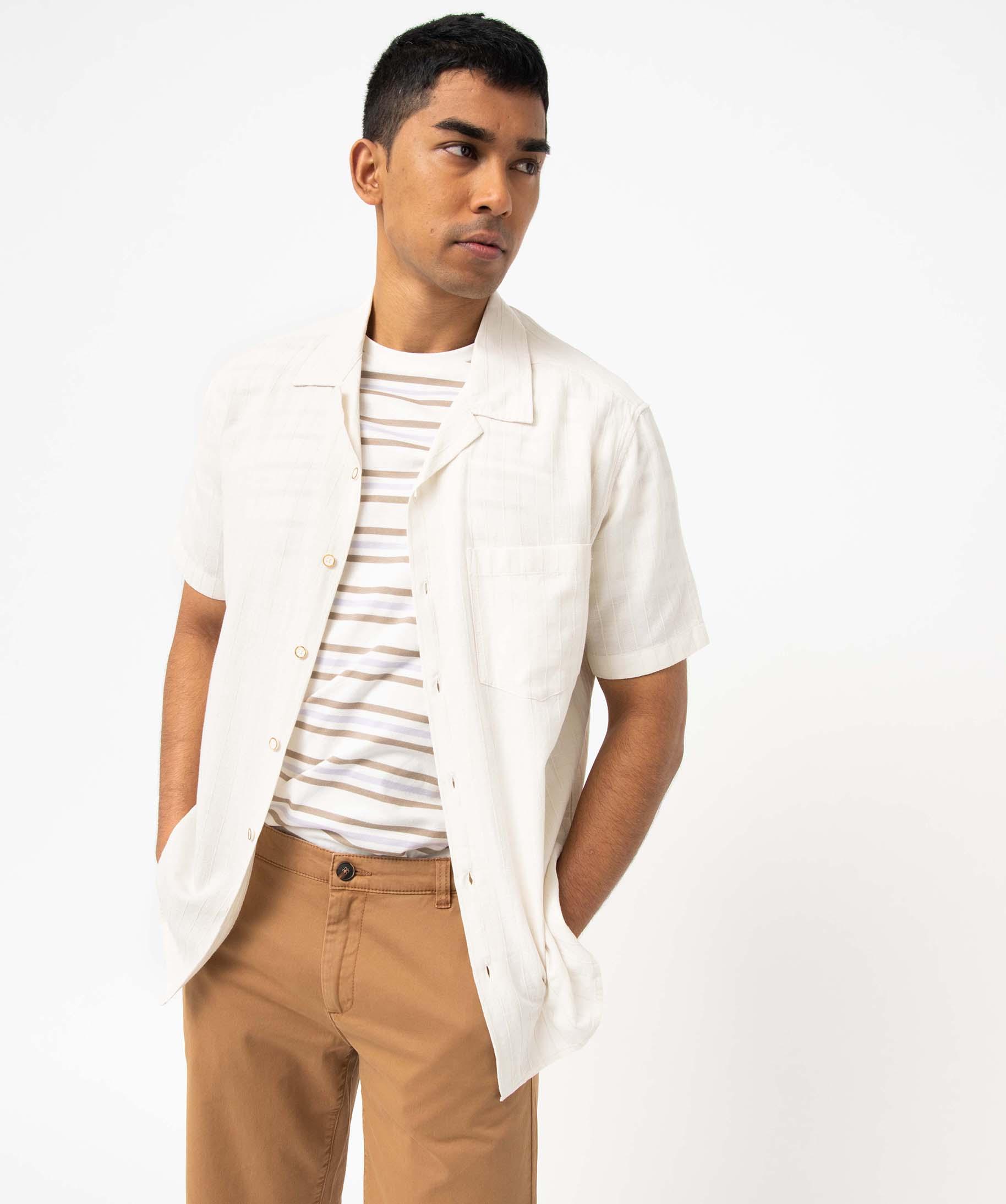 Chemise Columbia Homme Manches Courtes – Taille L – Beige (cream) – État Très Bon
