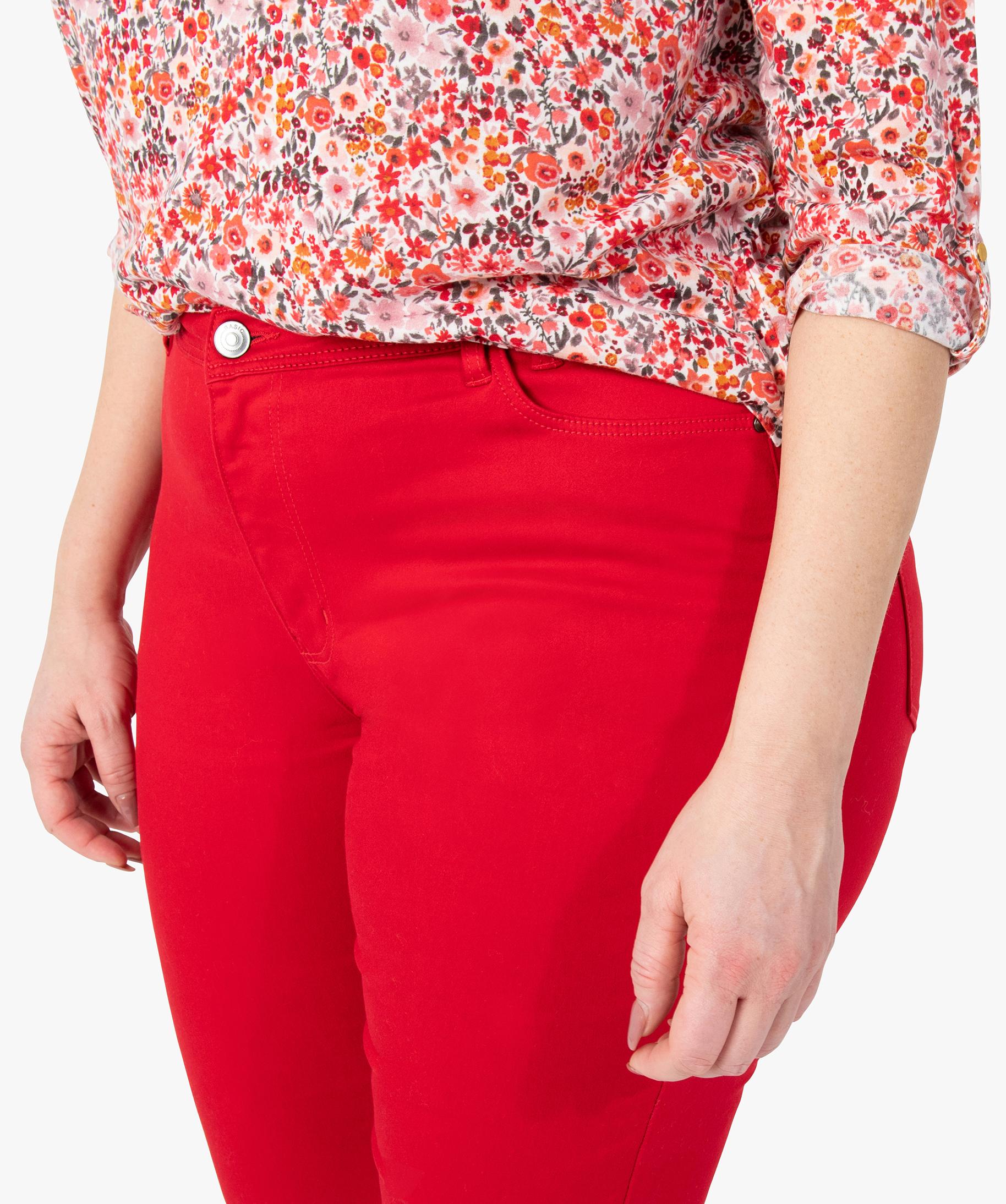 Pantacourt Femme Uni Extensible Coupe Ajustée Rouge