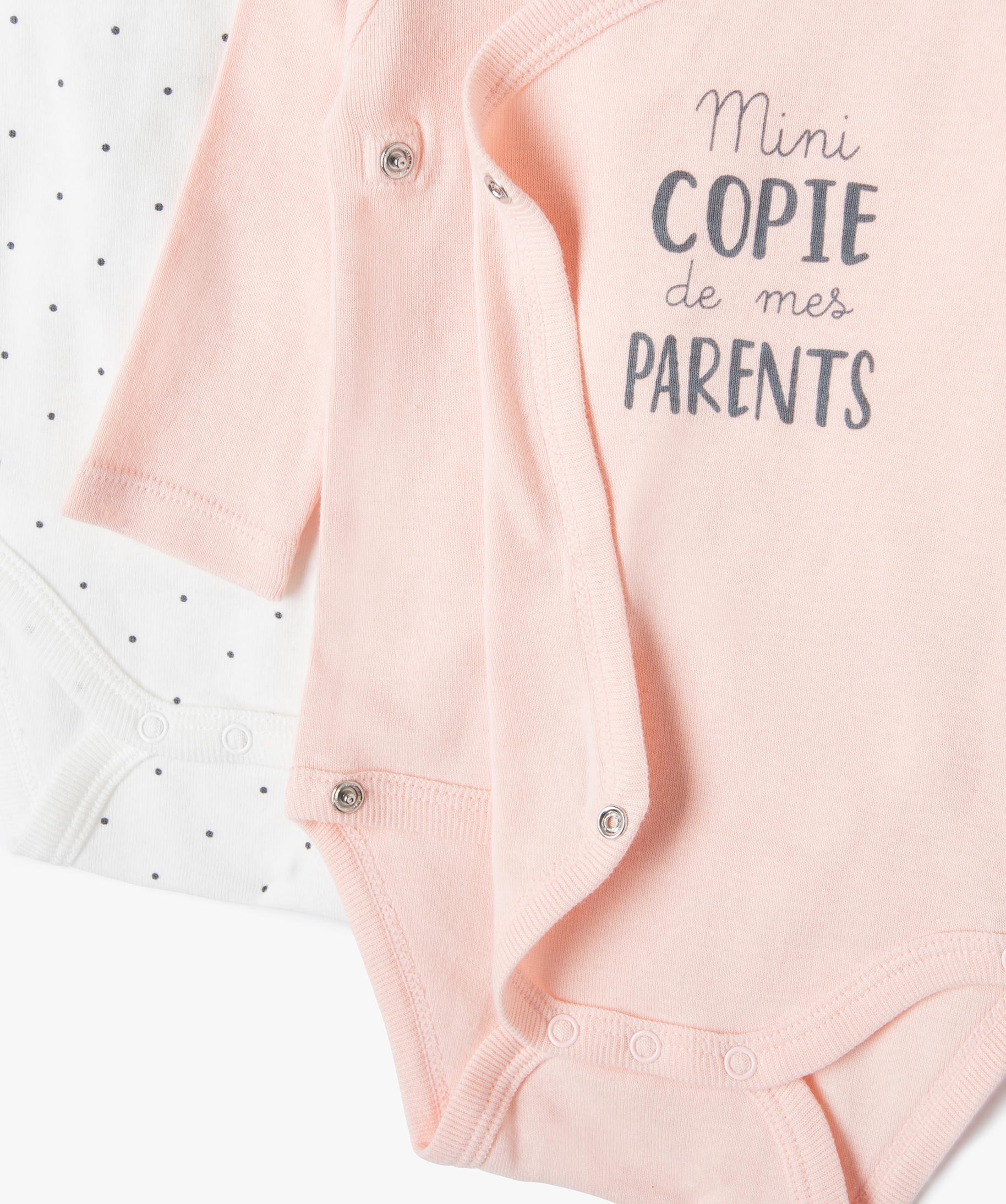 Body Bébé Lot 2 Bodies Manches Longues Bébé - Motifs Chats Cosmonautes Petit Béguin Navy Fille ZARA