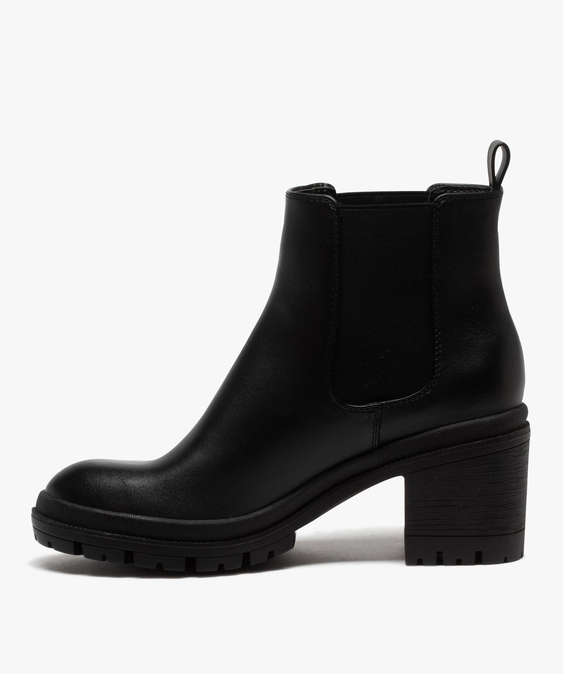 Boots femme chelsea unies à talon et semelle crantée noir GEMO