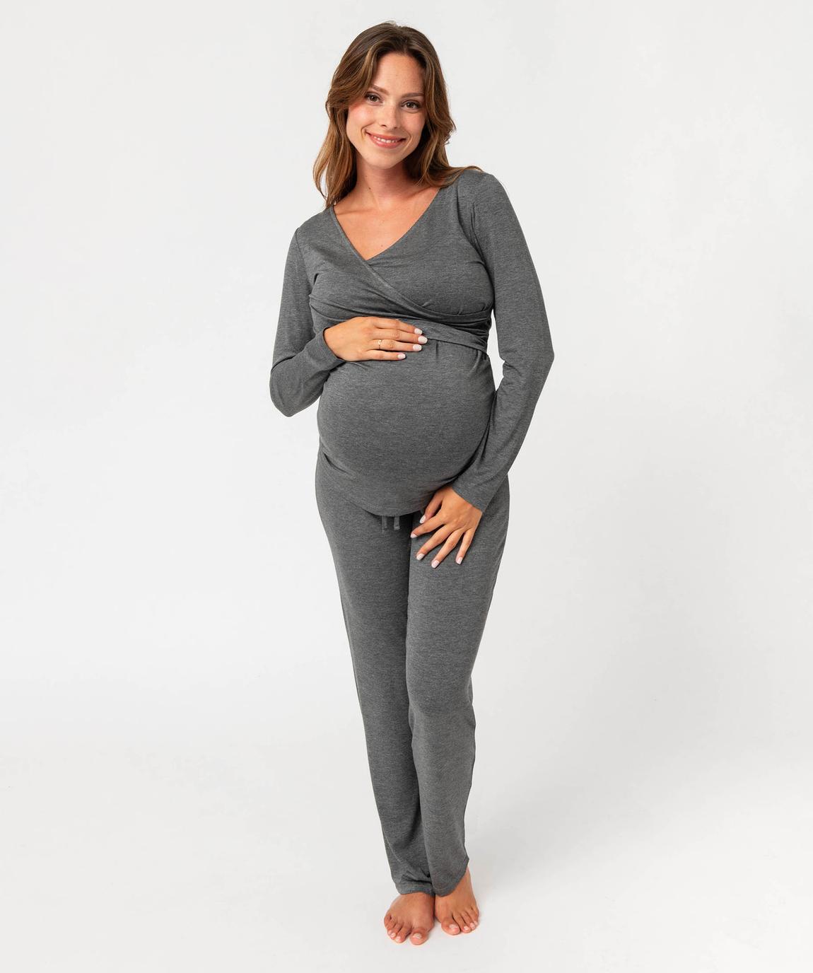 Pyjama Grossesse Et Allaitement Be Mammy BE20-143 - Viscose Élasticisée - Bretelles Adjustables - Confort Max