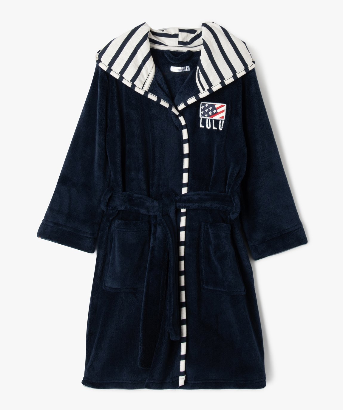 Peignoir ?� capuche en maille peluche gar?�on - LuluCastagnette bleu | GEMO