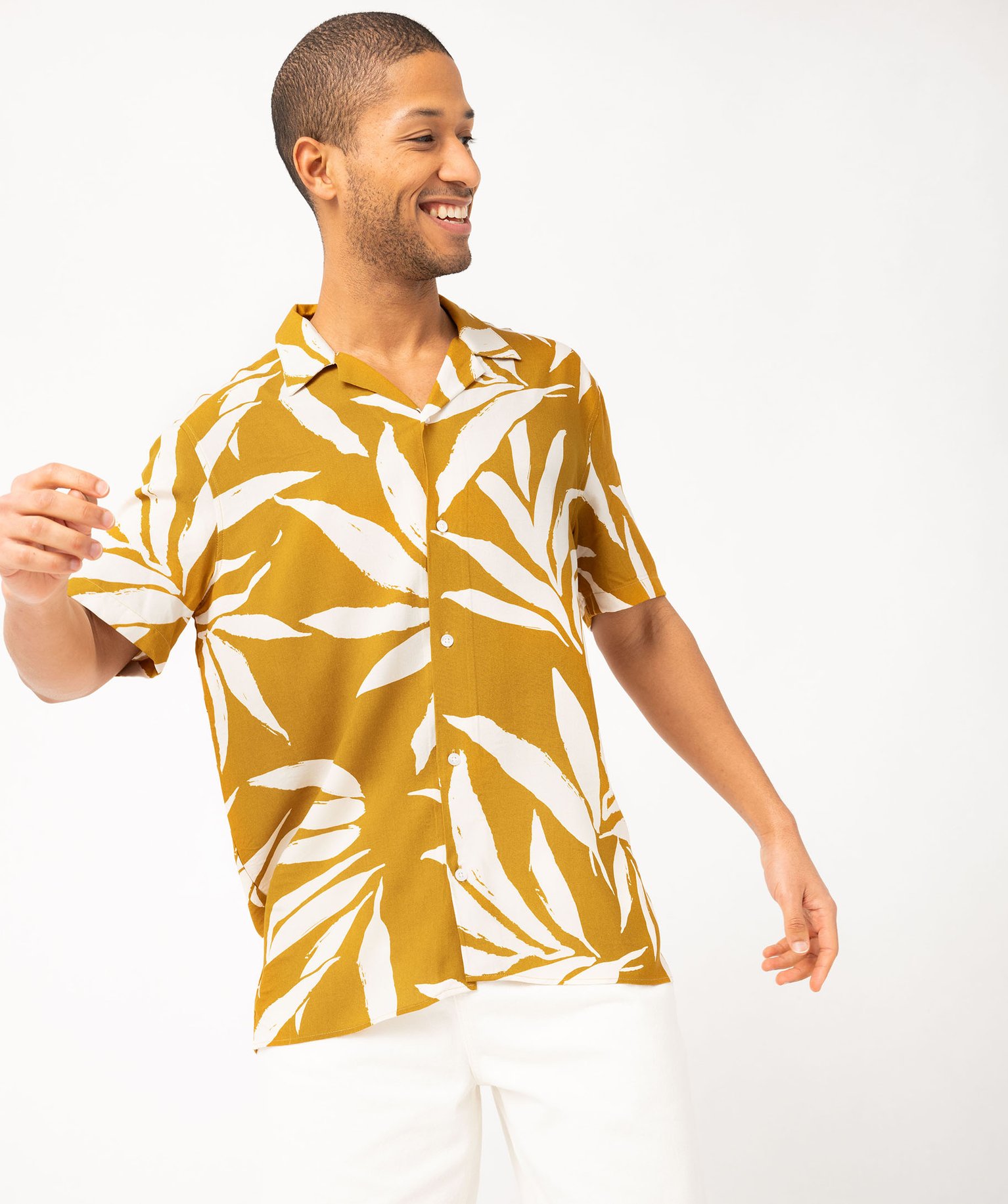 Tunique homme STEEVE manches courtes en polycoton choco / azur