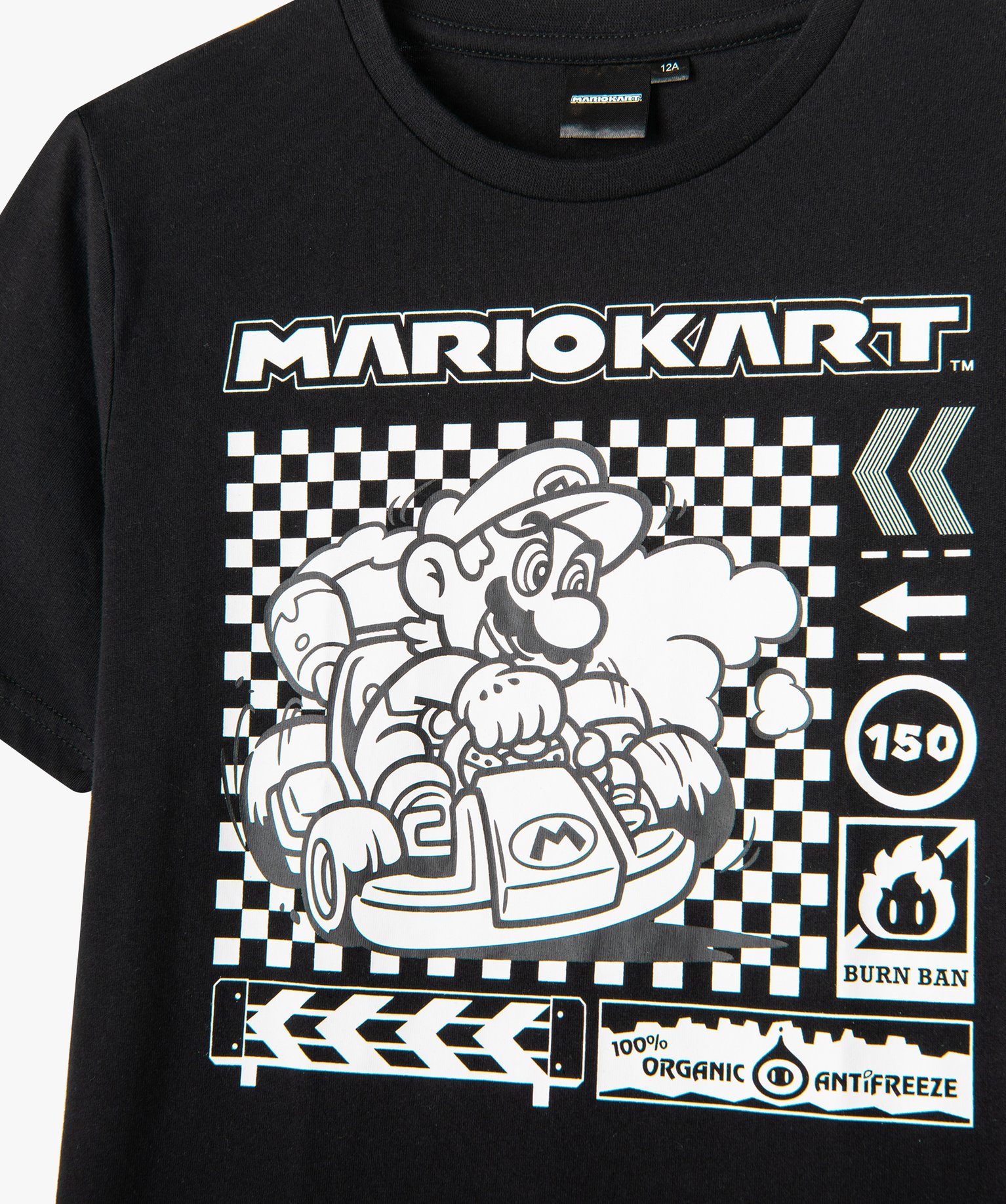 Haut à Manches Courtes Garçon Mario Kart - Taille 4 Ans, Gris, Mélange Coton, Neuf Avec étiquette
