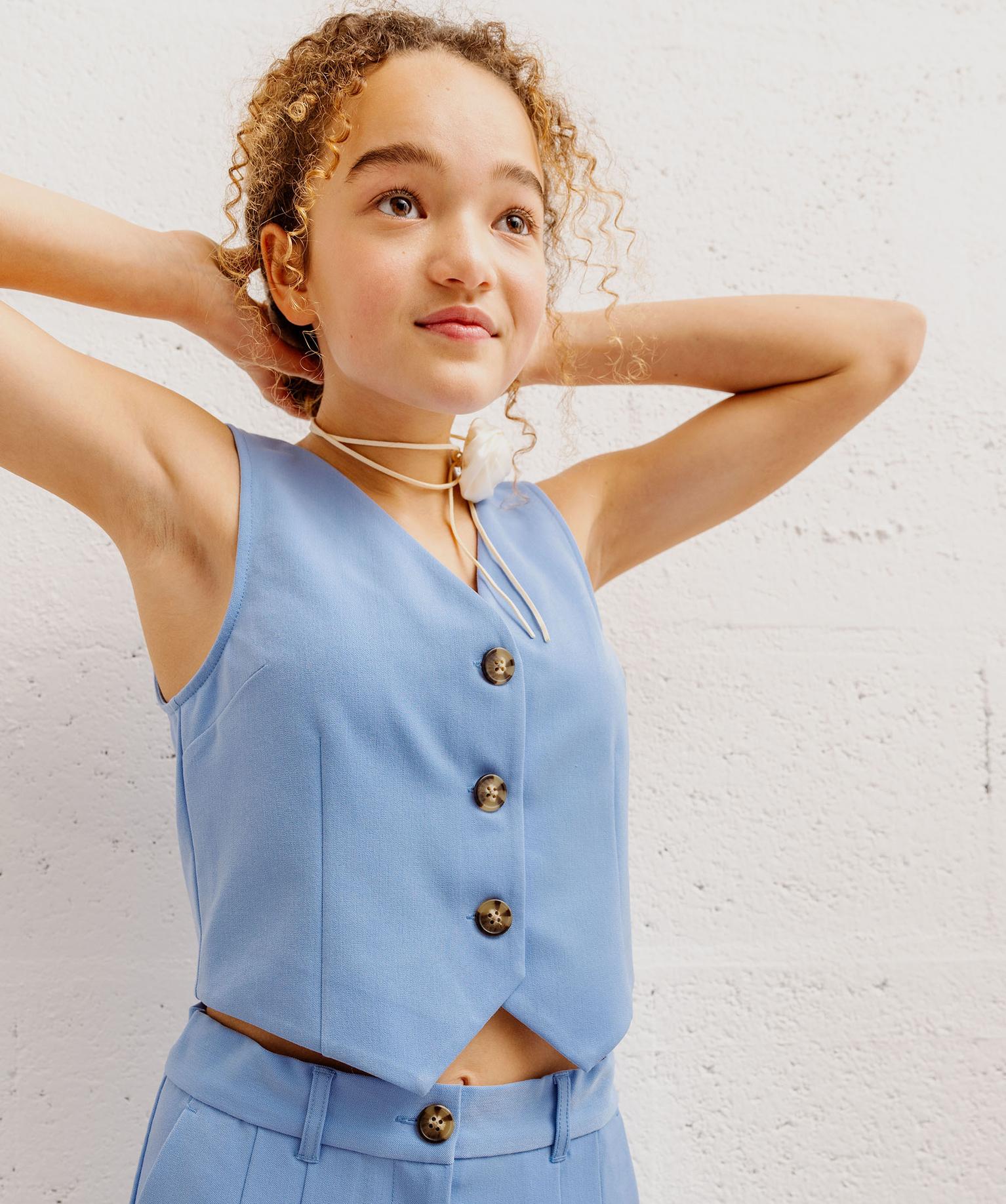 Gilet sans manches à fines côtes femme blanc