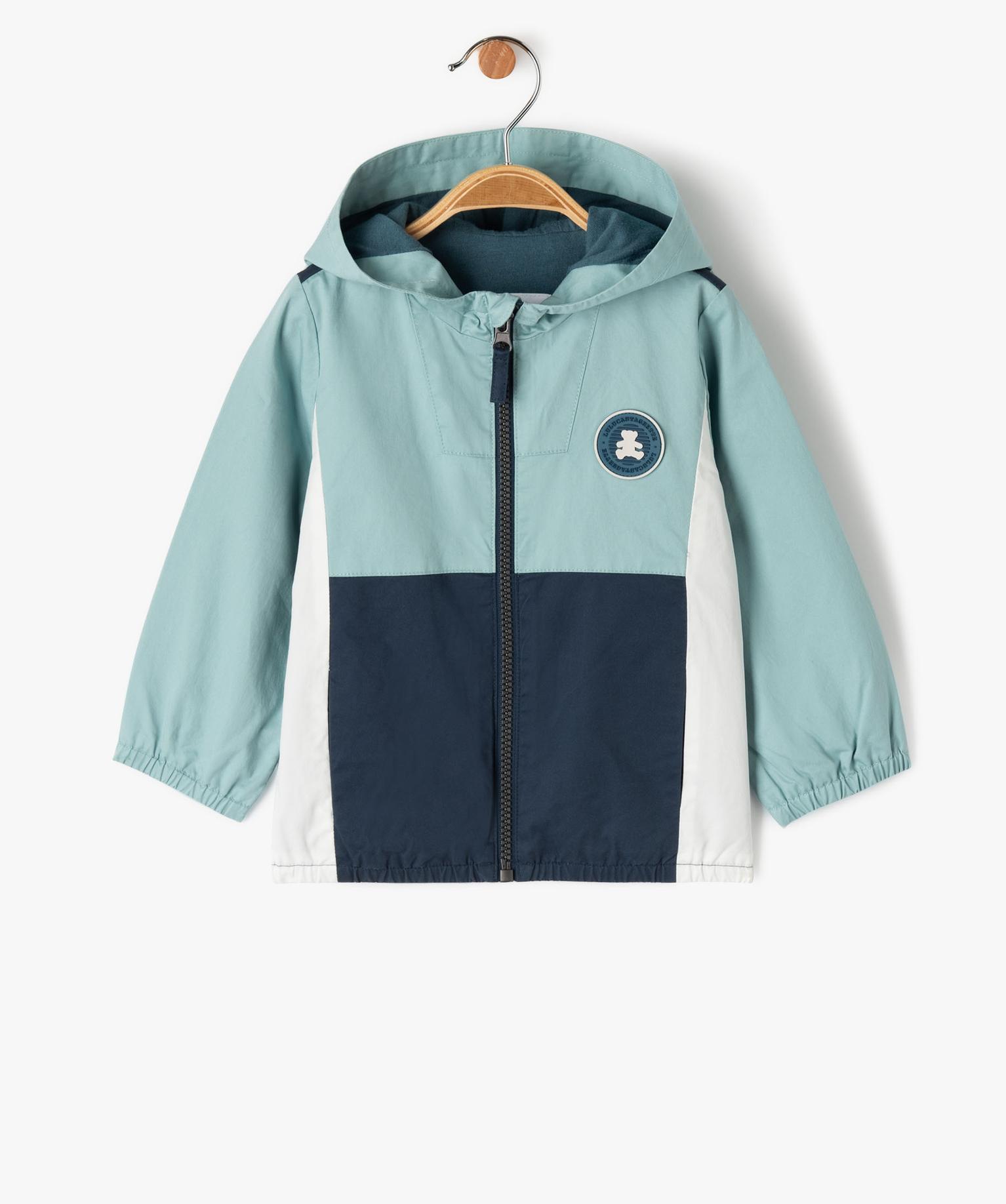 Blouson ?� capuche tricolore b?�b?� gar?�on - LuluCastagnette vert | GEMO