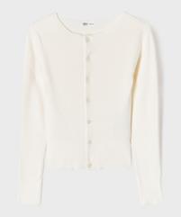 Gilet col rond en maille côtelée fille vue1 - GEMO (JUNIOR) - GEMO