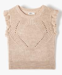 Pull sans manches fille à paillettes et volants vue1 - GEMO (ENFANT) - GEMO