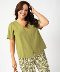 Blouse manches courtes fluide à col V femme grande taille vue1 - GEMO (G TAILLE) - GEMO