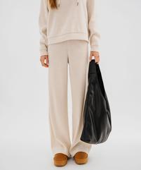 Pantalon en maille à taille élastiquée coupe large femme  vue2 - GEMO(FEMME PAP) - GEMO