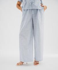 Pantalon en toile de coton rayé femme grande taille vue1 - GEMO (G TAILLE) - GEMO
