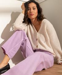 Gilet col V en maille ajourée femme vue1 - GEMO(FEMME PAP) - GEMO