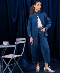 Jean barrel en denim de coton femme vue1 - GEMO 4G FEMME - GEMO