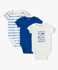 Body bébé garçon à manches courtes thème marin (lot de 3) vue1 - GEMO 4G BEBE - GEMO