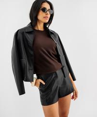 Short ample en cuir imitation extensible femme vue1 - GEMO(FEMME PAP) - GEMO