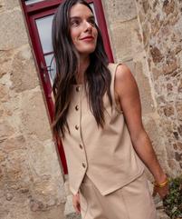 Gilet de costume sans manches à boutons dorés femme vue1 - GEMO(FEMME PAP) - GEMO