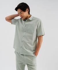 Chemise à manches courtes en lin et coton coupe regular homme vue1 - GEMO 4G HOMME - GEMO