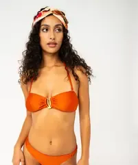 Haut de maillot de bain forme bandeau en maille scintillante femme vue1 - GEMO 4G FEMME - GEMO