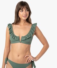 Haut de maillot de bain femme forme triangle à volants vue1 - GEMO (PLAGE) - GEMO