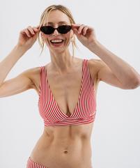 Haut de maillot de bain rayé forme triangle avec bretelles multi-positions femme - LuluCastagnette vue1 - LULUCASTAGNETTE - GEMO