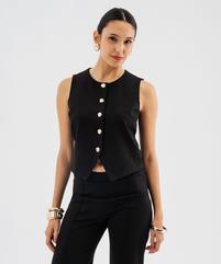 Gilet de costume sans manches à boutons dorés femme vue1 - GEMO(FEMME PAP) - GEMO