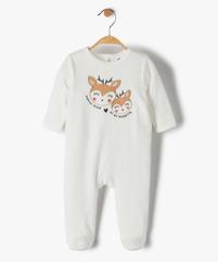 Pyjama dors-bien bébé fille en velours avec motif biche vue1 - GEMO(BB COUCHE) - GEMO
