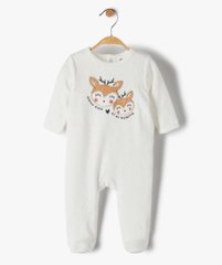 Pyjama dors-bien bébé fille en velours avec motif biche vue1 - GEMO(BB COUCHE) - GEMO