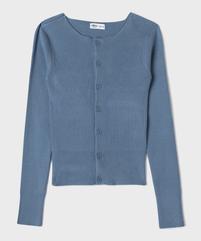 Gilet col rond en maille côtelée fille vue1 - GEMO (JUNIOR) - GEMO