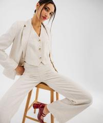 Pantalon large en viscose et lin femme vue1 - GEMO(FEMME PAP) - GEMO