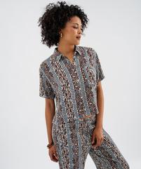 Chemise manches courtes coupe loose en viscose froissée et imprimée femme vue1 - GEMO 4G FEMME - GEMO