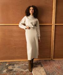 Jupe longue en maille tricotée femme vue1 - GEMO 4G FEMME - GEMO