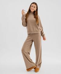 Pantalon en maille à taille élastiquée coupe large femme  vue2 - GEMO(FEMME PAP) - GEMO