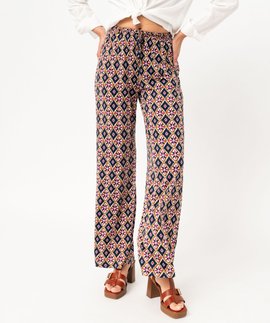 Pantalon de grossesse imprimé fluide à taille smockée imprime