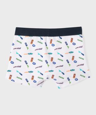 Boxers en coton stretch uni et motifs voitures garçon (lot de 2) vue3 - GEMO 4G GARCON - GEMO