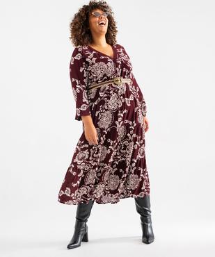 Robe longue à manches longues fluide fleurie femme grande taille vue1 - GEMO 4G GT - GEMO