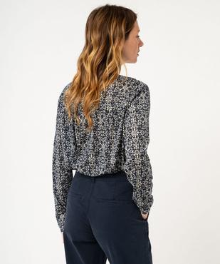Tee-shirt à manches longues imprimé avec col boutonné femme vue3 - GEMO 4G FEMME - GEMO