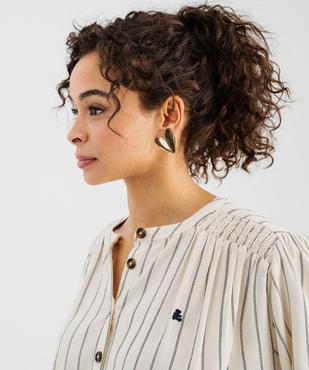 Blouse manches courtes ample en viscose et lin femme - LuluCastagnette vue2 - LULUCASTAGNETTE - GEMO