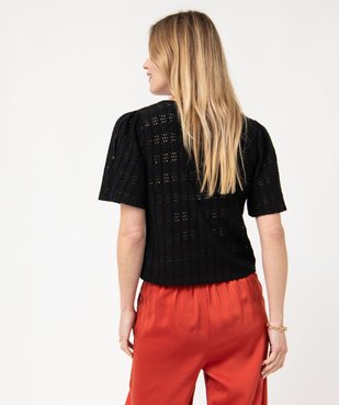 Chemise à manches courtes en maille ajourée femme vue3 - GEMO(FEMME PAP) - GEMO