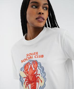 Tee-shirt manches courtes coupe ample avec motif sur l’avant femme vue2 - GEMO 4G FEMME - GEMO