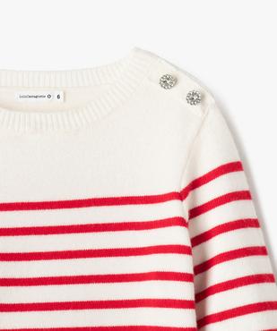 Pull rayé coupe courte fille - LuluCastagnette vue3 - LULUCASTAGNETTE - GEMO