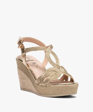 Sandales femme à talon compensé et brides en cordelette vue2 - GEMO(URBAIN) - GEMO