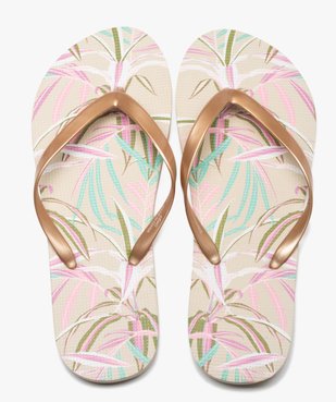 Tongs femme à fines brides entre-doigts et semelle imprimée vue1 - GEMO (PLAGE) - GEMO