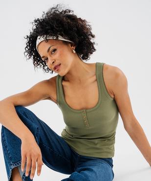 Débardeur en coton côtelé avec finitions festonnées femme vue1 - GEMO 4G FEMME - GEMO