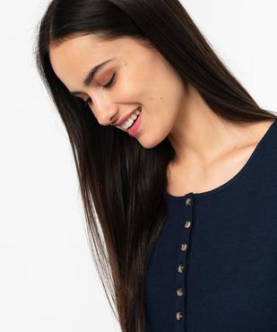 Tee-shirt manches longues col tunisien en maille côtelée femme vue2 - GEMO 4G FEMME - GEMO