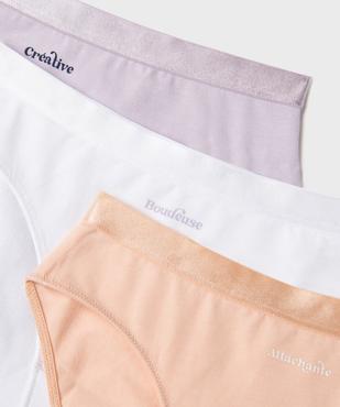 Culottes en coton stretch avec inscription fille (lot de 3) vue2 - GEMO 4G FILLE - GEMO