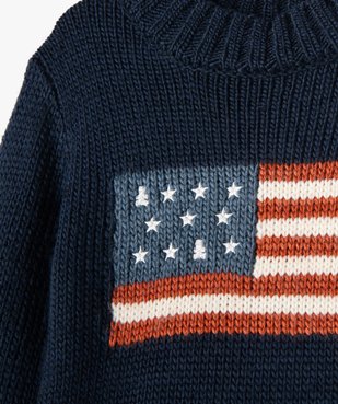 Pull en maille avec drapeau américain garçon - LuluCastagnette vue2 - LULUCASTAGNETTE - GEMO