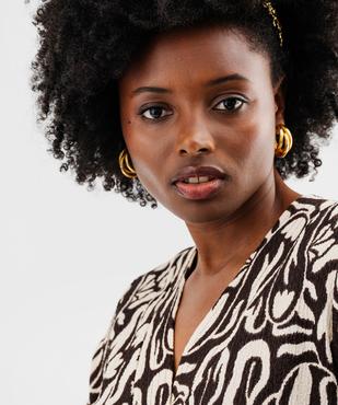 Blouse à manches longues et col V imprimée femme vue2 - GEMO(FEMME PAP) - GEMO